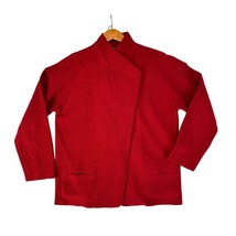 Herman Geist Sz Small 100% Wool Red Cardigan Jacket Cape with Hidden But... - $29.69