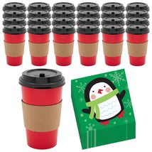 HOME &amp; HOOPLA Red and Green Christmas Holiday Disposable 16 Ounce Coffee or Hot  - £17.84 GBP