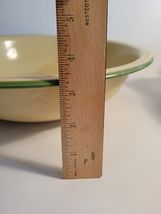 Vintage Enamel Basin Bowl 13" Cream with Green Trim image 4