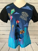 Disney Mary Poppins Scrub Top Shirt Small Vneck short sleeve nursing uni... - $21.22