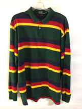 Ralph Lauren Polo Shirt Yellow Red Blue Stripe Mens Vintage XL - £31.15 GBP