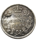 10 centavos de Canadá de 1889: retrato de la laureada de la reina Victor... - $18.76 CAD