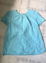 Lands&#39; End Kids Turquoise Flecked Sz 14 All Cotton Blouse - £15.81 GBP