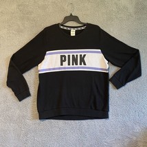 Victoria&#39;s Secret &quot;Pink&quot; Black Crew Neck Graphic Sweatshirt Size Large - $21.78