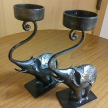 Bronze Elephant with Sparkling Blanket Candle Holder Bronze/Black tones  - £16.78 GBP