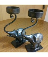 Bronze Elephant with Sparkling Blanket Candle Holder Bronze/Black tones  - £16.51 GBP