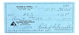 Rick Ferrell Boston Red Sox Signed  Bank Check #1197 BAS - £53.02 GBP