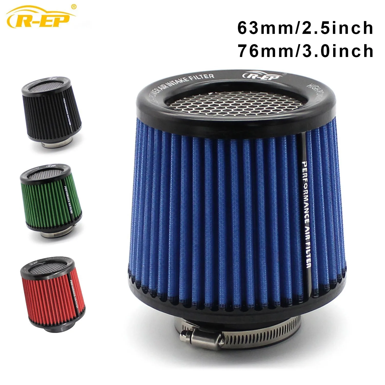 63mm 76MM High Flow Cold Cone Air Intake Filter 2.5inch 3inch Universal for - £32.30 GBP+
