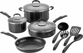 Cuisinart - 11-Piece Cookware Set - Black/Silver - $154.28