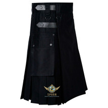 Men&#39;s Scottish utility kilt - Black Cotton utility kilt - working Utility kilt - £49.98 GBP