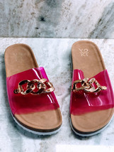 Ship N 24 Hours. New-Yoki Transparent/Fushia Strap Chain Band Slippers S... - $39.59