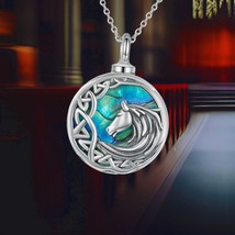 Celtic Horse Urn Necklace for Ashes 925 Sterling Silver Urn Pendant Horse Memori - £92.91 GBP