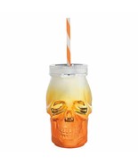 Skull Shapped Sipper Lidded Tumbler w/ Straw Orange Candy Corn 16 oz Acr... - €19,53 EUR