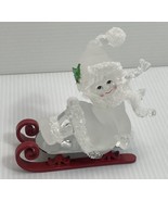 Department 56 Dept Frosted Shaved Glass Sledding Girl Figurine Holly Hou... - $18.69