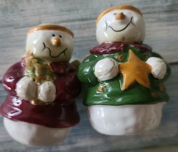 Holiday ~ Christmas ~ Snowman Angel ~ Ceramic ~ Salt &amp; Pepper Shakers (61) - £20.92 GBP