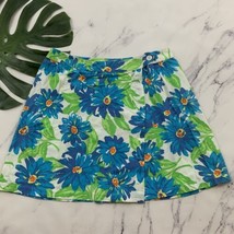 Merona Womens Vintage y2k Wrap Skirt Size 12 Blue Green Floral Mini Bright - £15.56 GBP