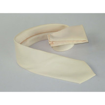 Men Stacy Adams Neck tie Hanky Set Business Formal Solid Color Satin S7 Beige image 5