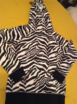 Halloween Size 14 Justice jacket hoodie sweatshirt black zebra pink metallic - $11.99