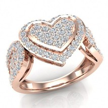 2021 New Trendy Rose Gold Love Heart Shape Rhinestone Rings for Women Girls Luxu - £7.49 GBP