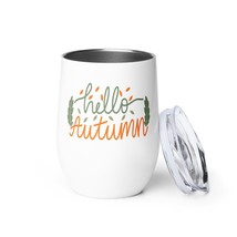 New Wine Tumbler w/Lid Hello Autumn Fall Season Stainless Steel 12oz Vac... - £12.25 GBP