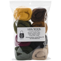 Wistyria Editions Wool Roving 12&quot; .25oz 8/Pkg-Falling Leaves - £16.33 GBP