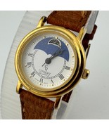VTG Consort Quartz Watch Women Moon Phase Gold Tone Leather Analog New B... - $62.56 CAD