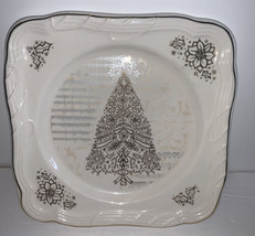 Cracker Barrel Christmas Treetops Glisten Plate Dish 8&quot; Square - £10.27 GBP