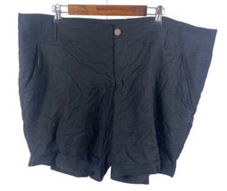 Kenar Shorts Size 24W Linen Blend Black Womens High Rise Waist Chino Pockets - £36.37 GBP