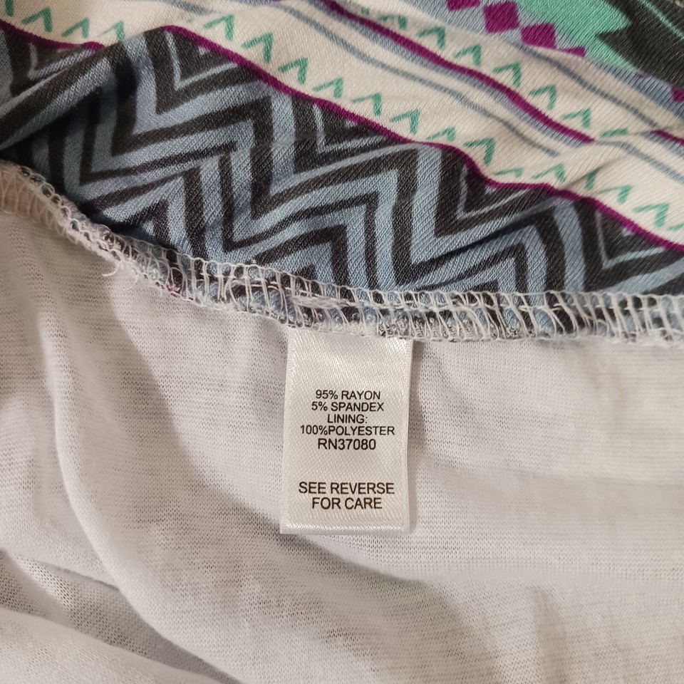CATO RN#37080 Women's Green Multicolor Geometric Elastic Waist Long Skirt 14/16W Item image 4