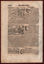 Munster Cosmographia Waldshut Laufenburg  Säckingen Woodcut Veduta Antique Print - £50.41 GBP