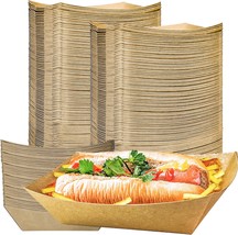 The Motbach 100 Pack 3Lb Kraft Paper Food Trays, Heavy-Duty Paper Food Boat - £28.70 GBP