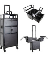 VT005 - Black Matte 3-Tiers Accordion Trays 4-Wheels Professional Rollin... - $480.09 CAD