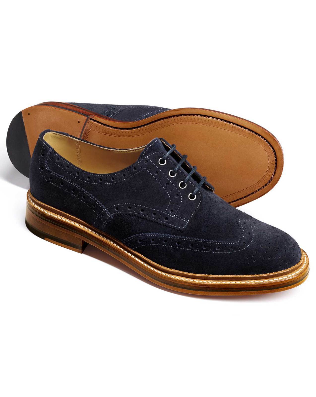 Handmade mens Navy good year Welted sole suede leather shoes, Men formal shoes