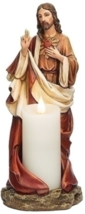 Sacred Heart Of Jesus Candle Holder 10&quot; Statue, New - £41.94 GBP