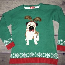 Holiday Tradition Womens Holiday Party Ugly Christmas Sweater Bah Hum Pug Large - £15.50 GBP