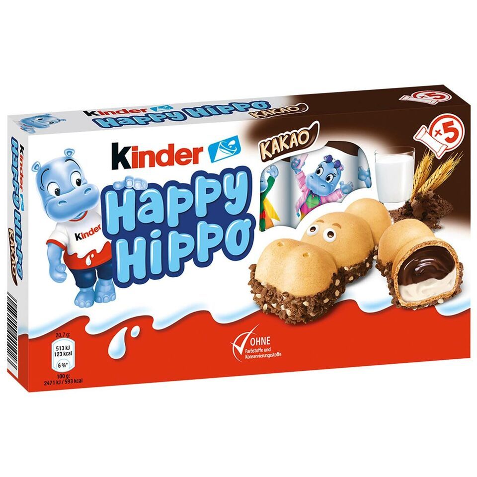 Ferrero KINDER Happy Hippo Biscuit COCOA Hippo 103g FREE SHIPPING