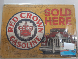 Red Crown Gasoline Sold Here 17in x 12 in Metal Sign - #40209 - Free Shipping - £15.87 GBP