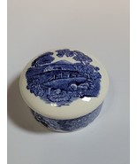 Vintage Real English Ironstone Blue &amp; White Farm House Trinket Box - $16.99