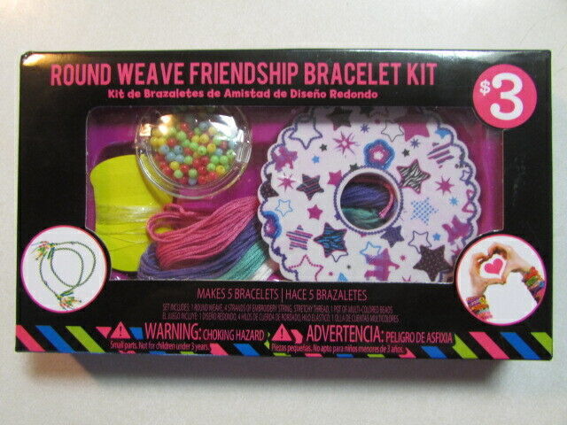 ROUND WEAVE FRIENDSHIP BRACELET KIT - MAKES 5 BRACELETS NEW UNOPENED - $2.97