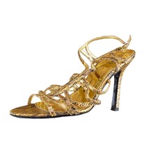 GUESS Women Sz 9 M Gold Strappy Synthetic Shoes - £15.65 GBP