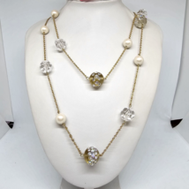 Kate Spade New York Clear Faux Pearl Crystal & Resin Station Necklace Gold Tone - $39.95