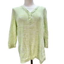 Christopher &amp; Banks Womens Medium Light Green Henley Sweater 3/4 Sleeve - £22.57 GBP