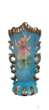 Blue And Gold Floral Vase 8.5 Inches Tall - £11.88 GBP
