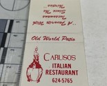 Vintage Matchbook Cover  Carusos Italian Restaurant  Tucson, AZ  gmg  Un... - $12.38