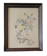 1950s Vintage Framed Print Vase of Flowers 15.5&quot; x 12.5&quot; - $33.87 CAD