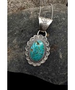 John Nelson Navajo Handmade Sterling Silver Natural Turquoise Pendant Ne... - £237.73 GBP