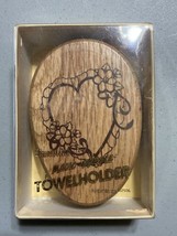 Vintage Wooden Magic Marble Towel Holder Heart With Flowers ~ Bathroom Decor - £19.45 GBP