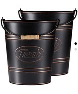 2 Pack Farmhouse Bathroom Trash Can Rustic Galvanized Bucket Wooden Handle - $741.70 MXN