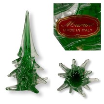 Vintage Murano Italy Art Glass Christmas Tree - Green &amp; Clear, 8.5” Tall - £87.13 GBP