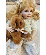 Jane Zidjunas Porcelain Baby Doll JENNIFER &amp; Dog Hamilton Heritage Colle... - £14.01 GBP